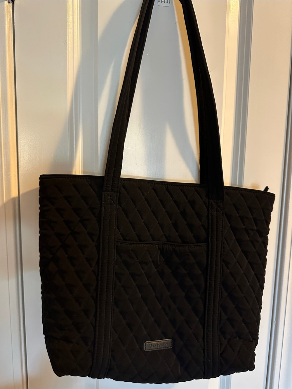 Vera Bradley Quilted Black Tote with Front Slip Pocket